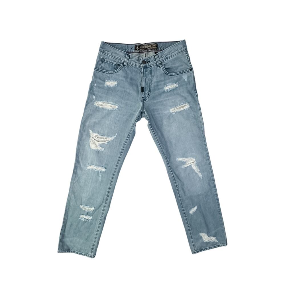 LRG True Straight Distressed Jeans Men's 32 Light Wash